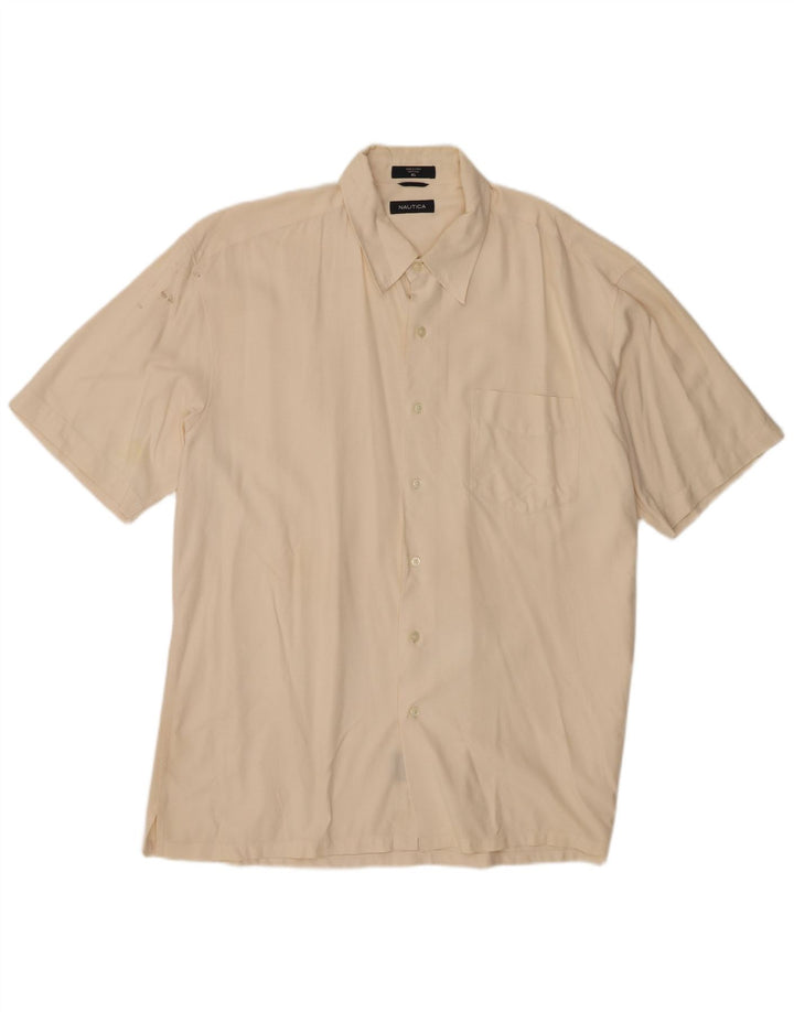 Nautica Camisa Manga Corta Hombre XL Seda Beige