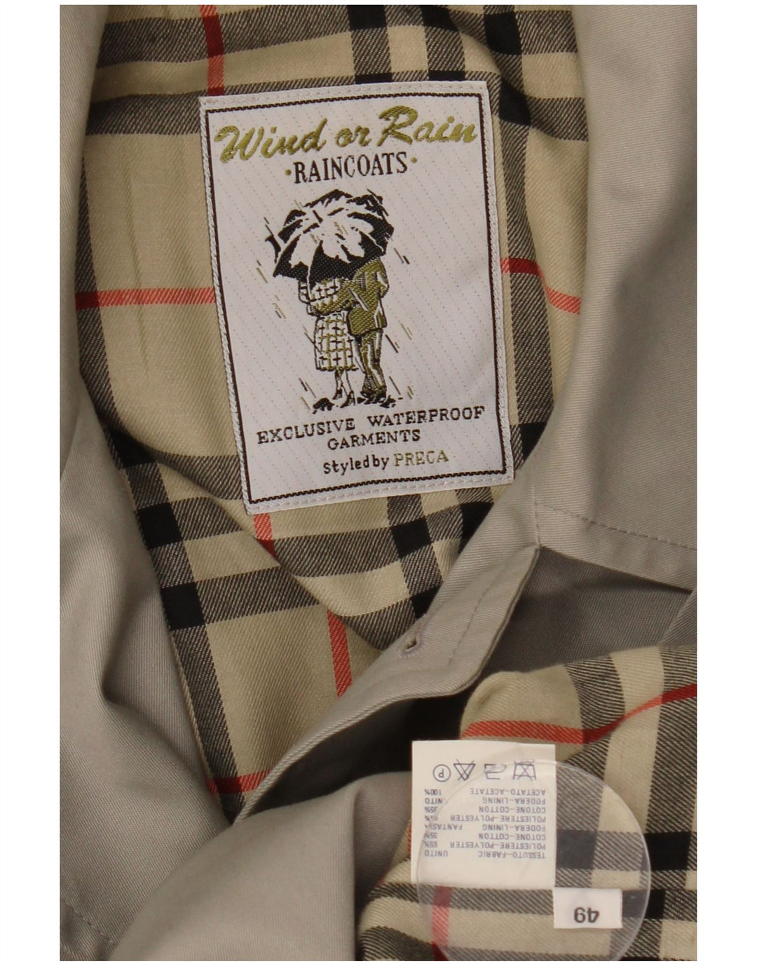 VINTAGE Chubasquero holgado para hombre IT 49 Poliéster gris medio