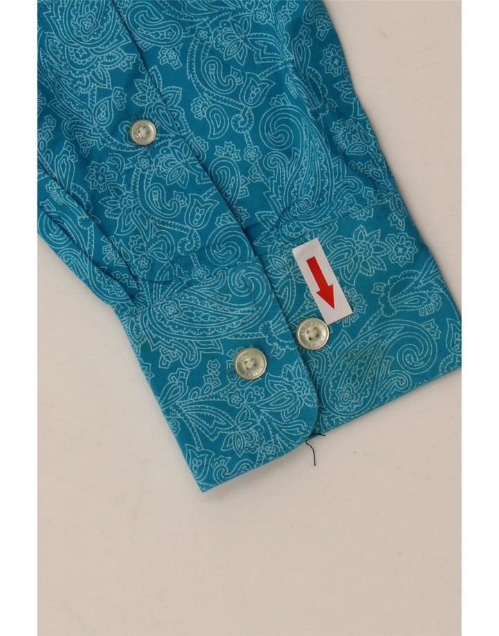 Camisa Ariat Hombre Small Azul Paisley Algodón