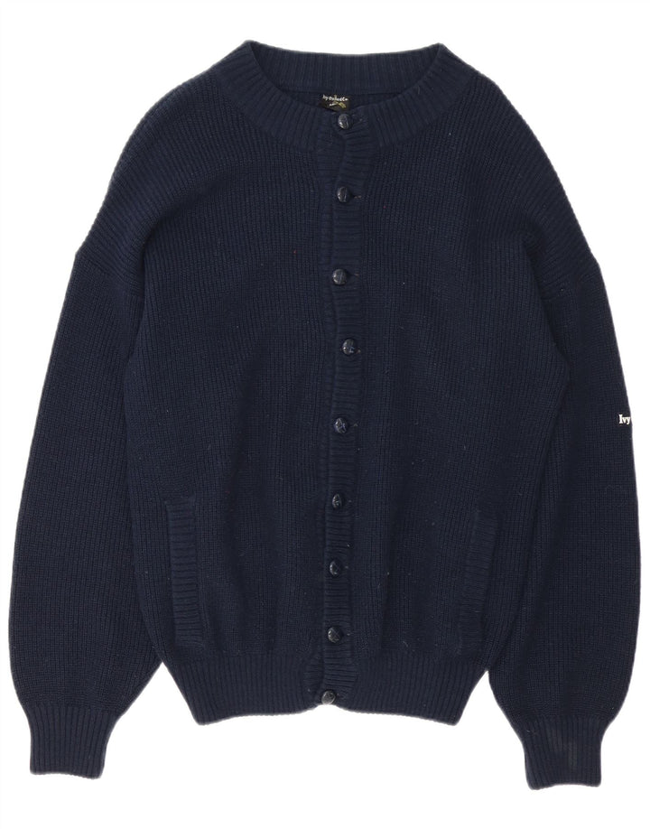 Ivy Oxford - Cárdigan para hombre de lana azul marino medio