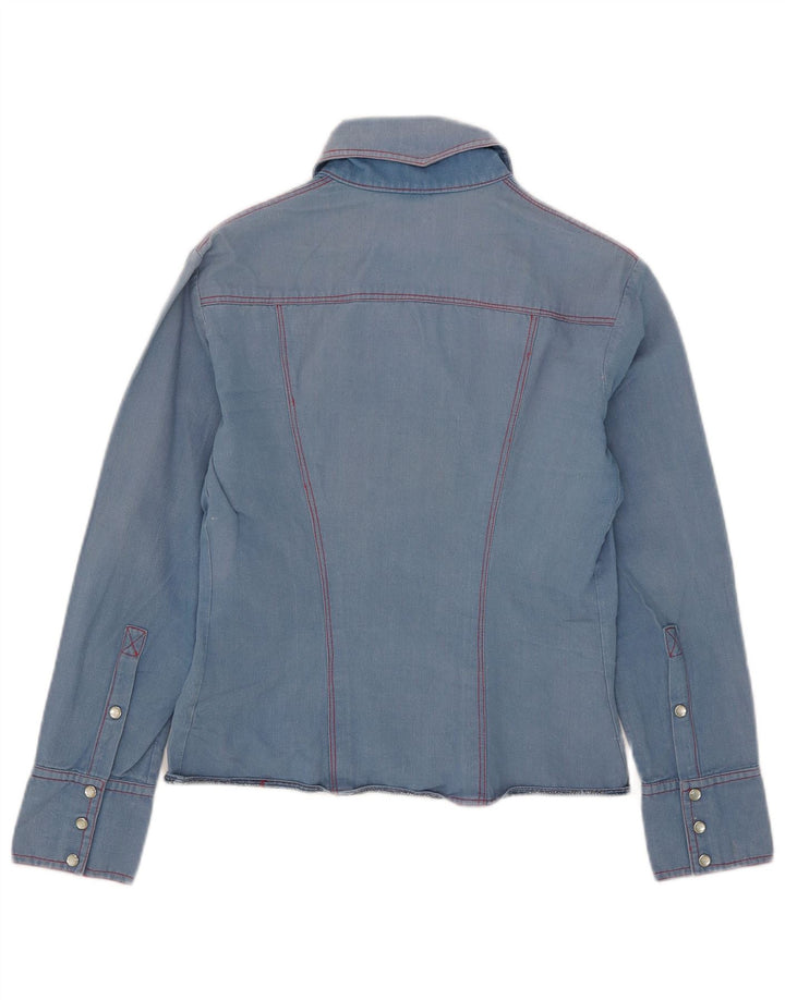 Vintage mujer camisa de mezclilla Reino Unido 10 azul pequeño