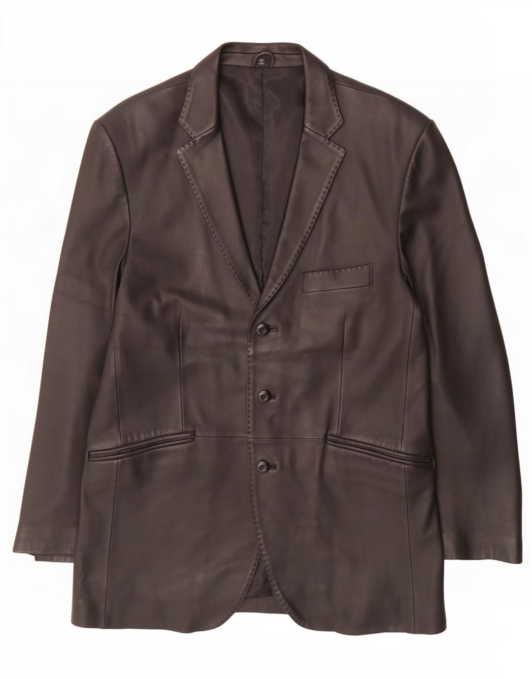 Ben Sherman Chaqueta tipo blazer de cuero con 3 botones para hombre, talla 40, color negro