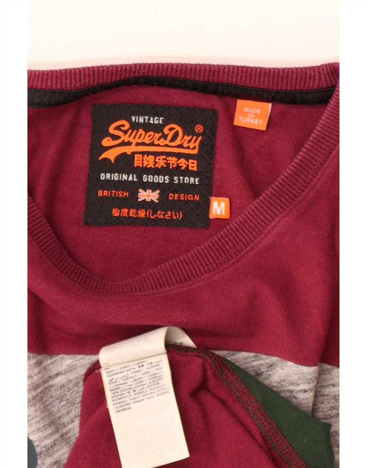 Superdry Hombre Top gráfico de manga larga de algodón color block en rojo medio