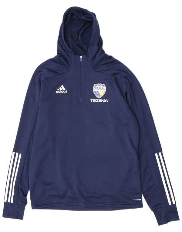 Adidas Mens Scaligera Basket Verona Graphic Sudadera con capucha Jumper Grande Azul Marino