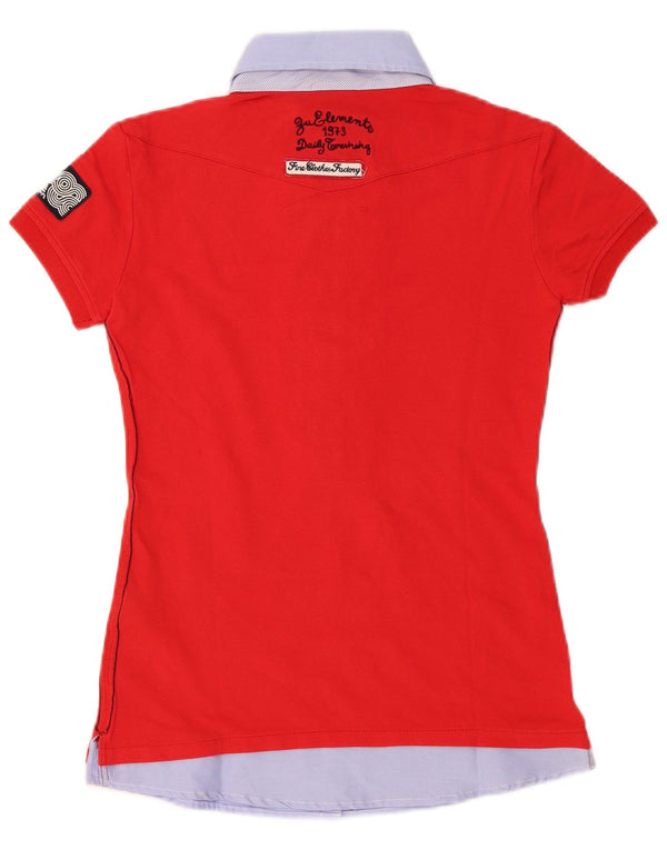 Zu Elements Polo de rugby gráfico para mujer UK 12 Medium Red Colourblock