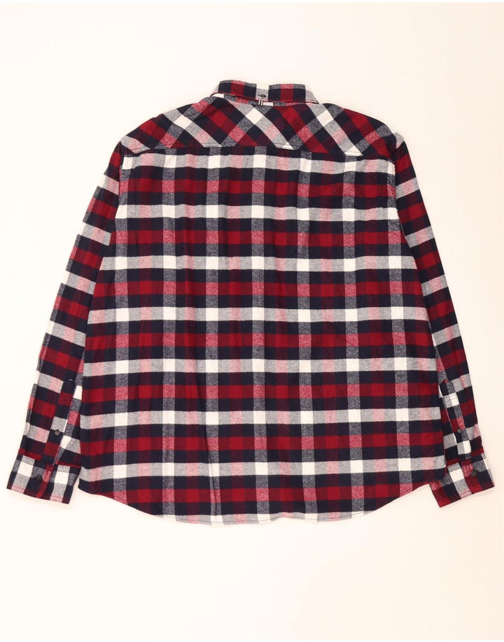 Marks & Spencer Camisa de franela de ajuste regular Blue Harbor para hombre 2XL Cuadros rojos