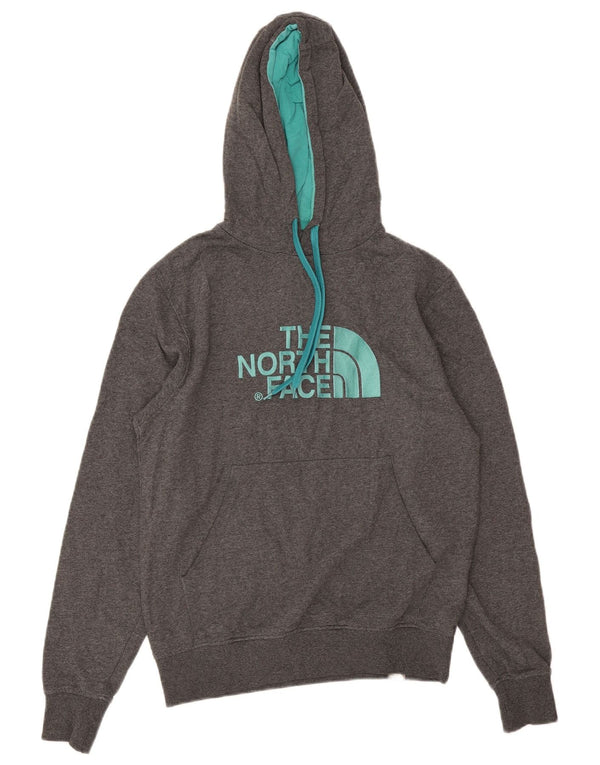 The North Face Jersey con capucha gráfica para hombre, talla pequeña, algodón gris