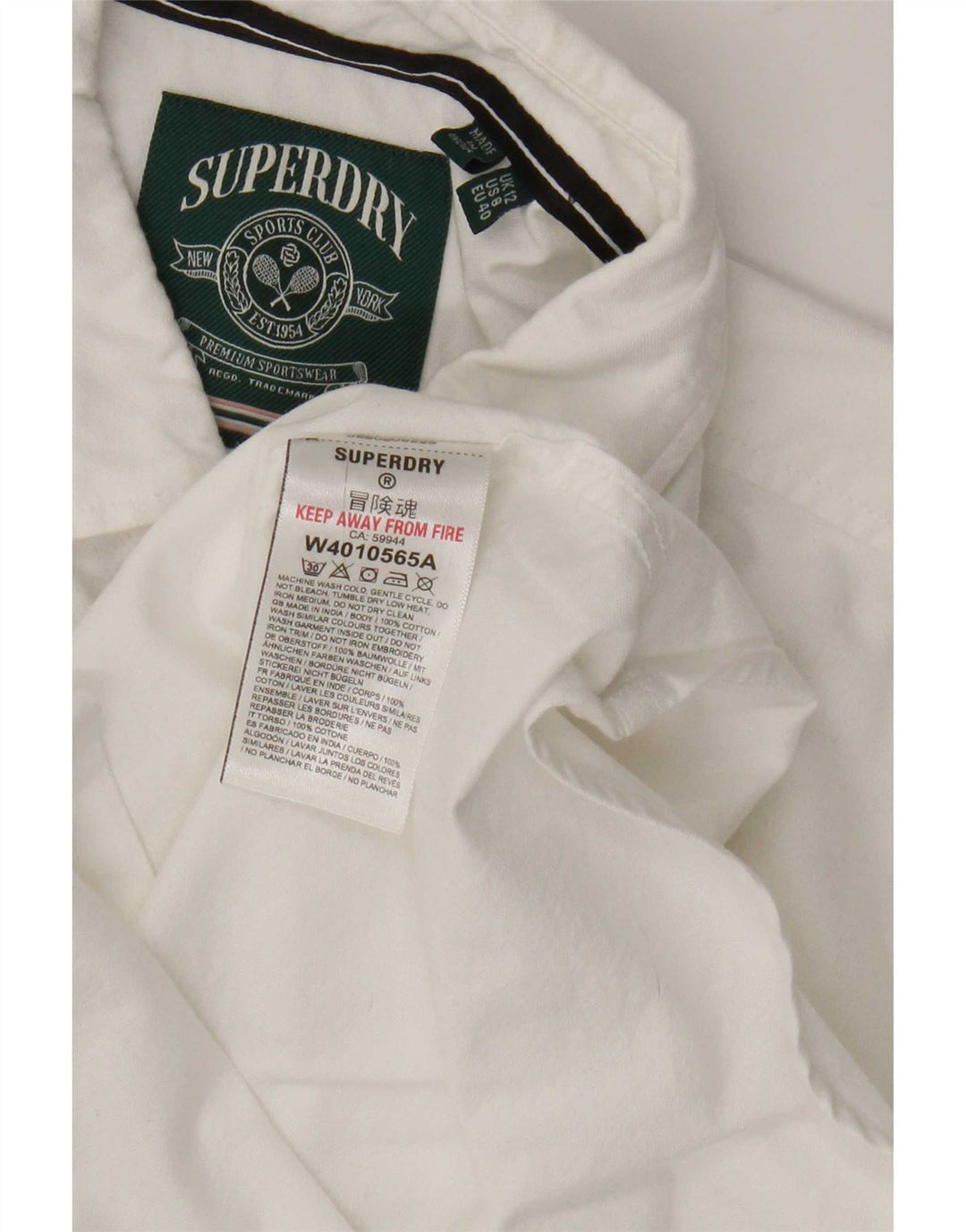Camisa Superdry Mujer UK 40 Mediana Algodón Blanco