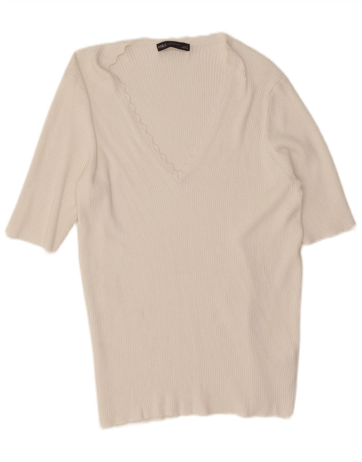 Marks & Spencer Camiseta para mujer Top UK 46 Large Viscosa blanca