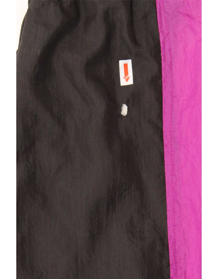 Vintage hombres chándal top chaqueta grande negro colorblock nylon