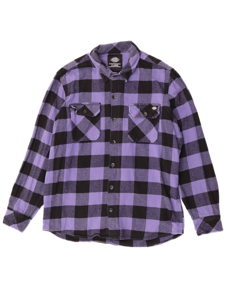 Dickies Camisa de franela para hombre XL Algodón a cuadros morado