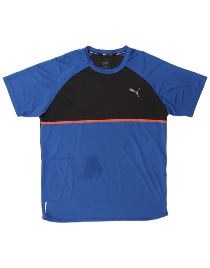 Puma Camiseta para hombre Top Large Azul Colorblock Poliéster