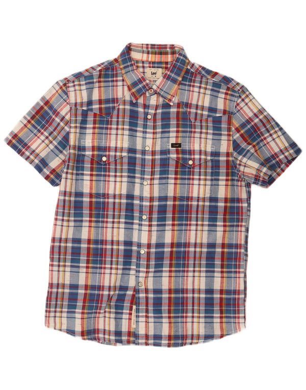 Camisa Lee De Manga Corta Slim Fit De Algodón A Cuadros Multicolor Mediano