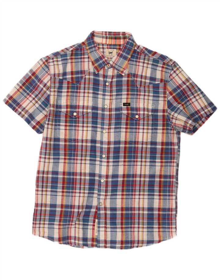 Camisa Lee De Manga Corta Slim Fit De Algodón A Cuadros Multicolor Mediano