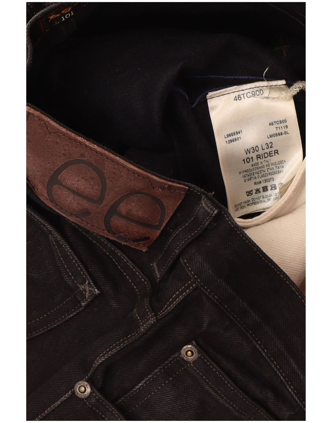 Lee Vaqueros Rectos Rider Para Hombre W30 L32 Algodón Negro