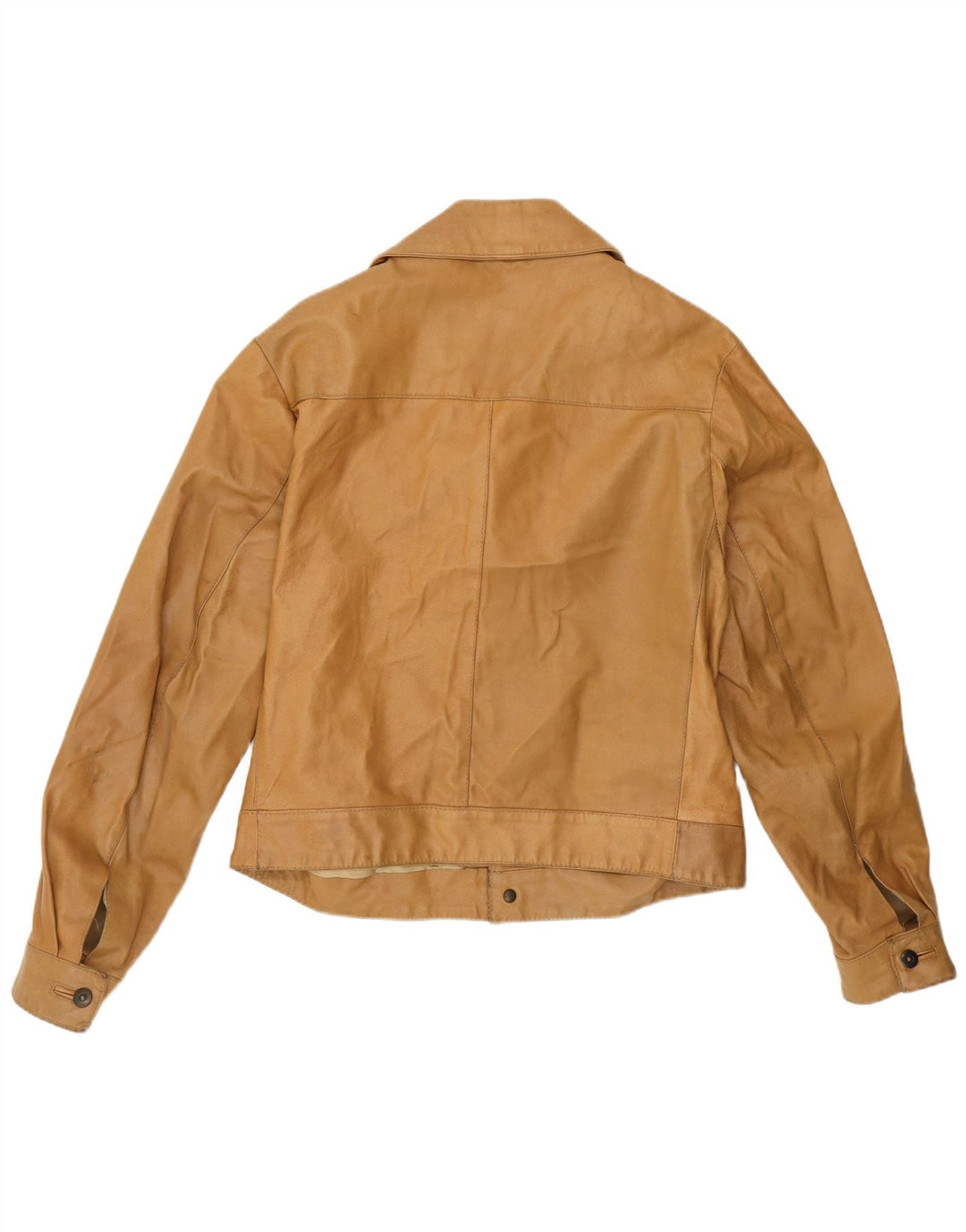 Max Grippo Chaqueta Bomber de Cuero para Hombre EU 50 Grande Cuero Beige