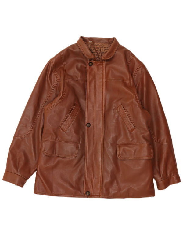 Chaqueta de cuero vintage para hombre Reino Unido 38 Marrón medio