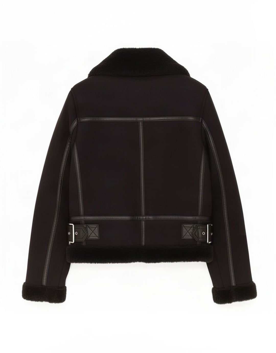 Zara Mujer Sherpa Chaqueta UK 6 XS Negro Poliéster