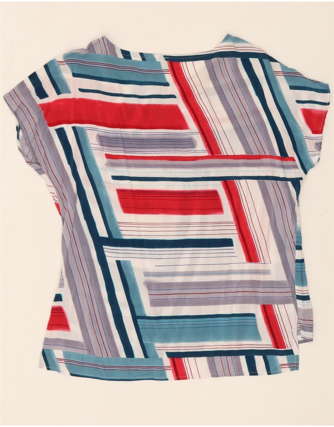 BENETTON Womens Blouse Top UK 14 Medium Multicoloured Striped Viscose Vintage Benetton and Second-Hand Benetton from Messina Hembry 