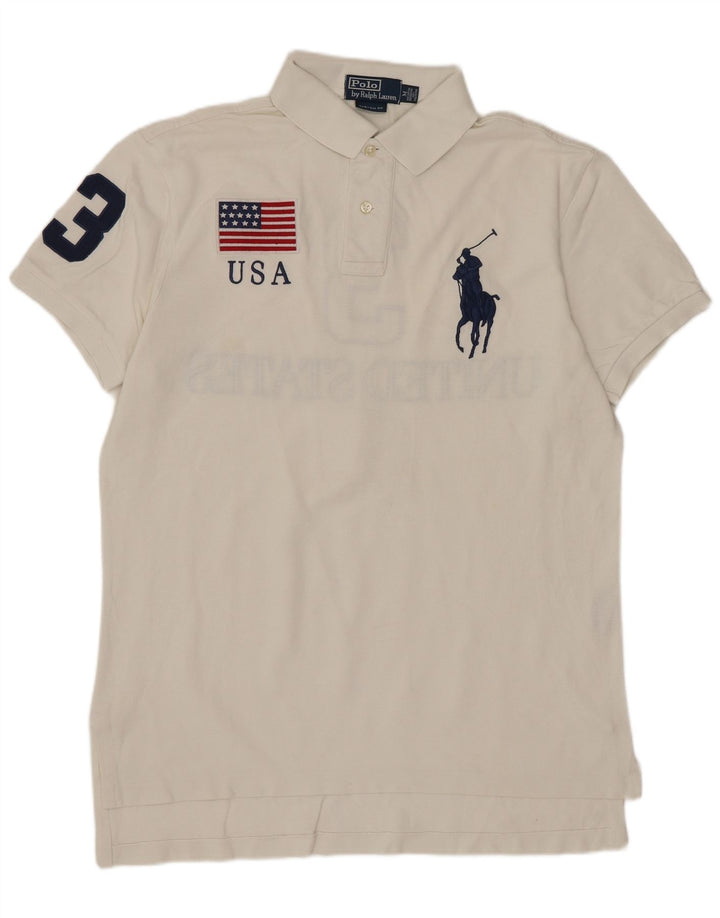 Polo Ralph Lauren Polo de ajuste personalizado con gráfico para hombre de algodón blanco mediano