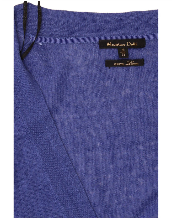 Massimo Dutti Cárdigan Mujer UK 12 Medium Azul Lino