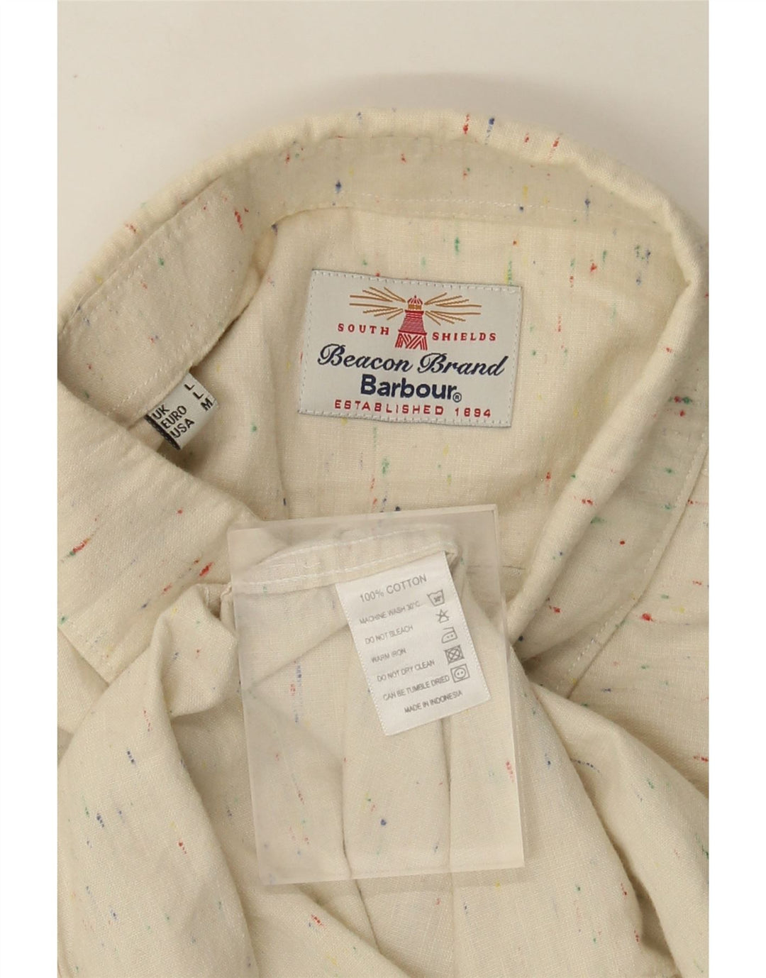 Camisa Barbour Hombre Grande Algodón Moteado Beige