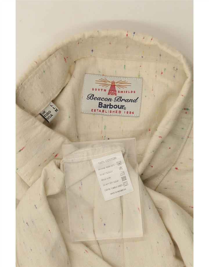 Camisa Barbour Hombre Grande Algodón Moteado Beige