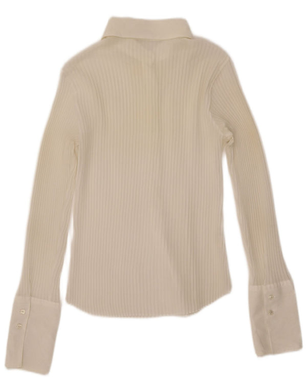 Benetton Camisa Extragrande Transparente Para Mujer UK 6 XS Poliéster Blanco Roto