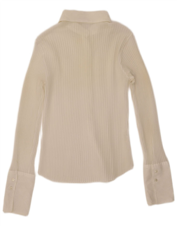 Benetton Camisa Extragrande Transparente Para Mujer UK 6 XS Poliéster Blanco Roto