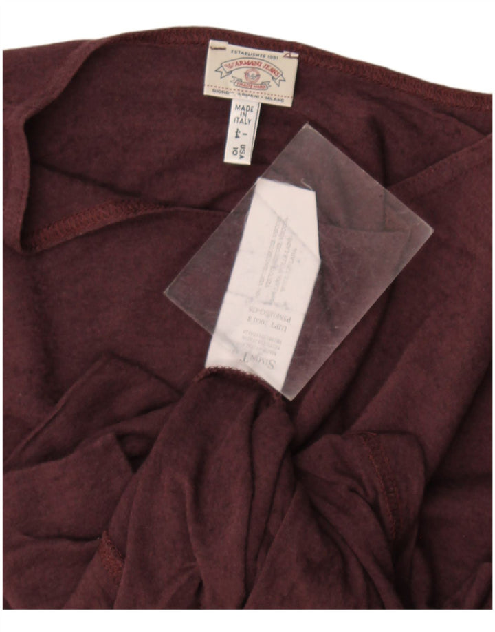 Armani Jeans Mujer Crop Top Manga Larga IT 44 Viscosa Burdeos Medio