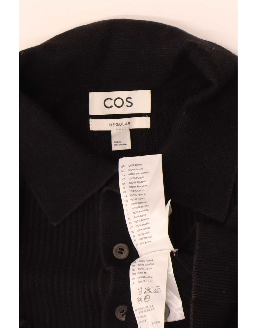 Cos Polo Regular Para Hombre Pequeño Algodón Negro