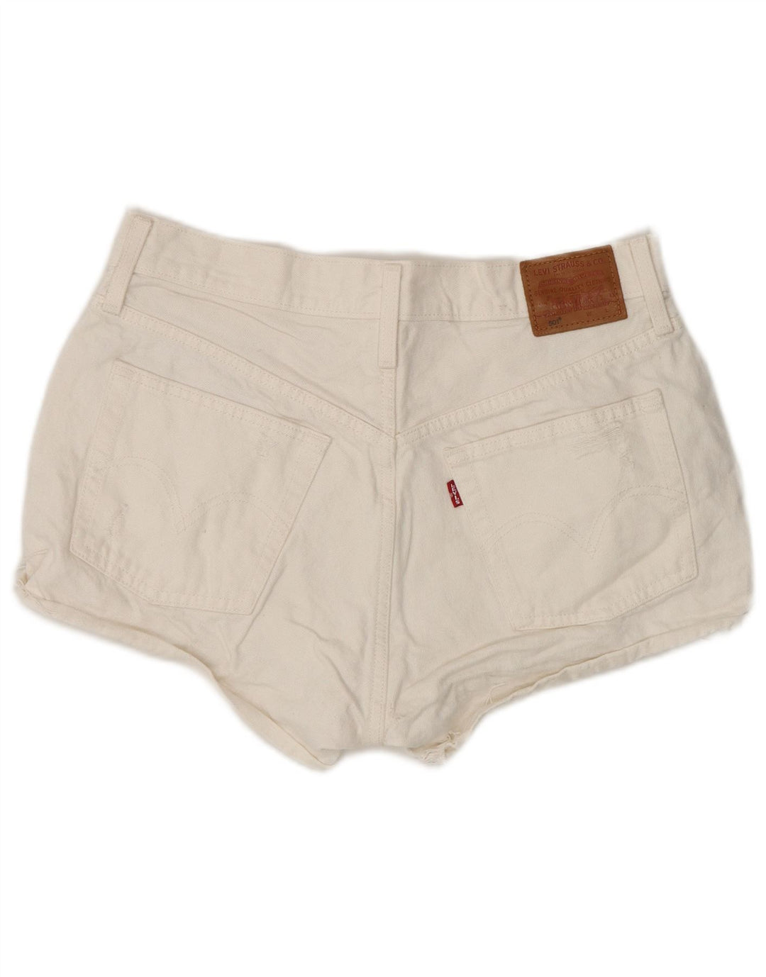 Levi's Mujer 501 Pantalones Cortos De Mezclilla Desgastados De Cintura Alta W30 Medio Blanco