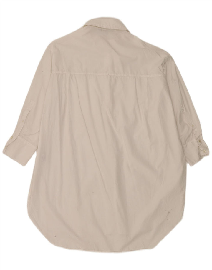 ZARA Vestido camisero extragrande para mujer UK 44 Algodón blanco mediano