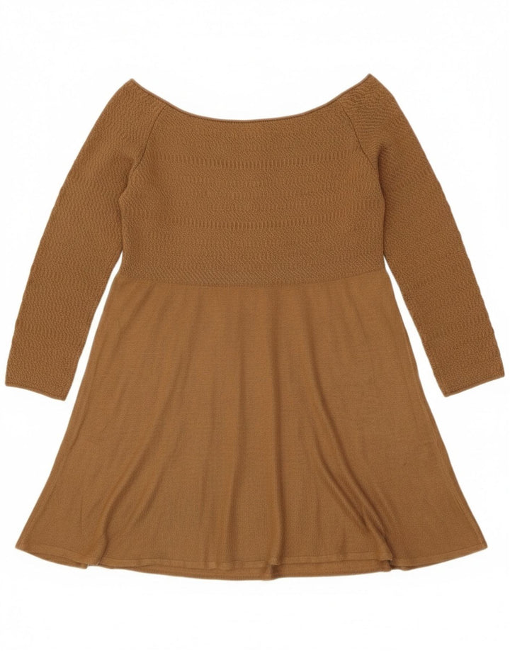 Zara Mujer Top Con Hombros Descubiertos Reino Unido 42 Marrón Medio