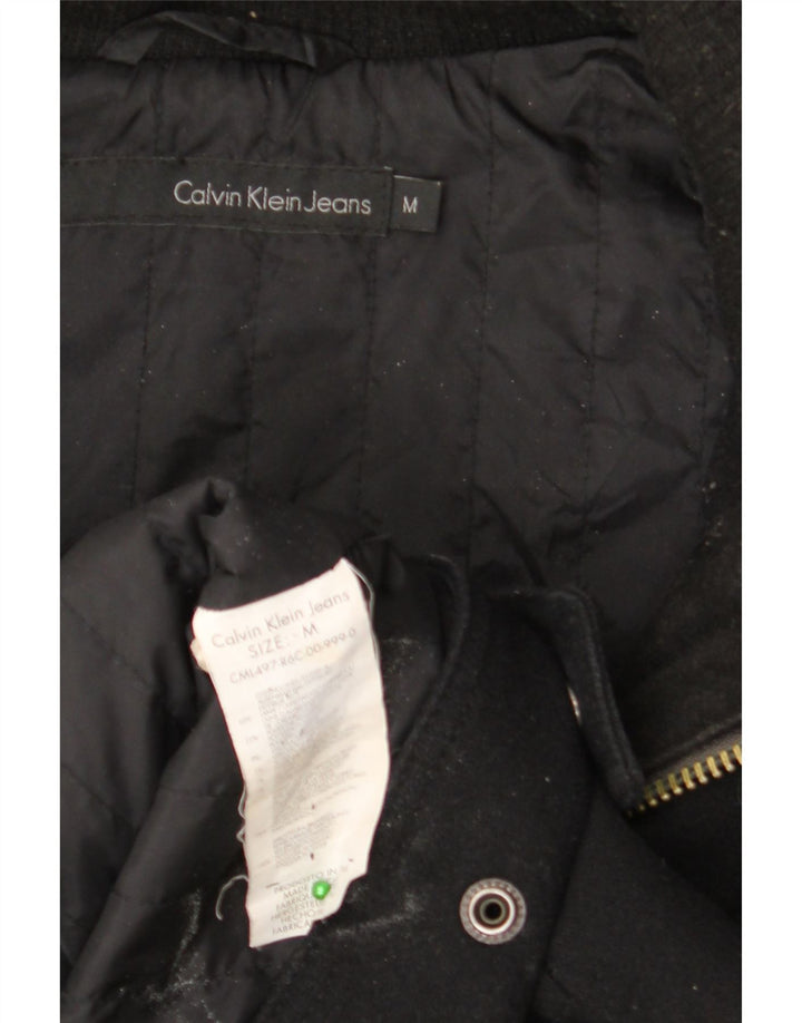 CALVIN KLEIN JEANS Chaqueta bomber con capucha para hombre UK 38 Mediana Lana negra