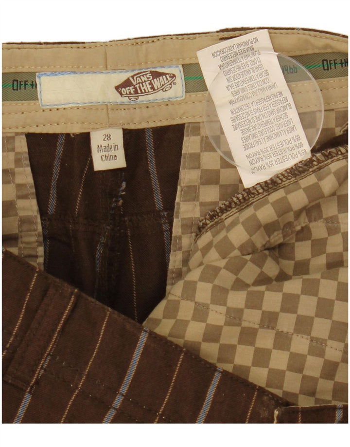 Pantalones cortos chinos Vans para hombre W28 Poliéster a rayas marrones pequeños
