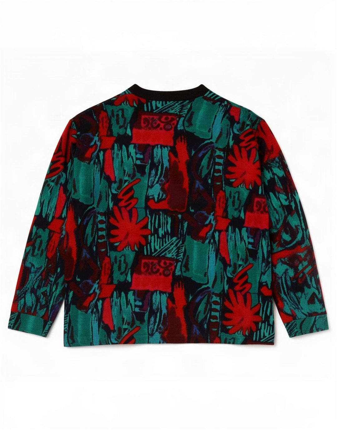 Vintage mujeres patrón abstracto cardigan suéter Reino Unido 16 grande multicolor
