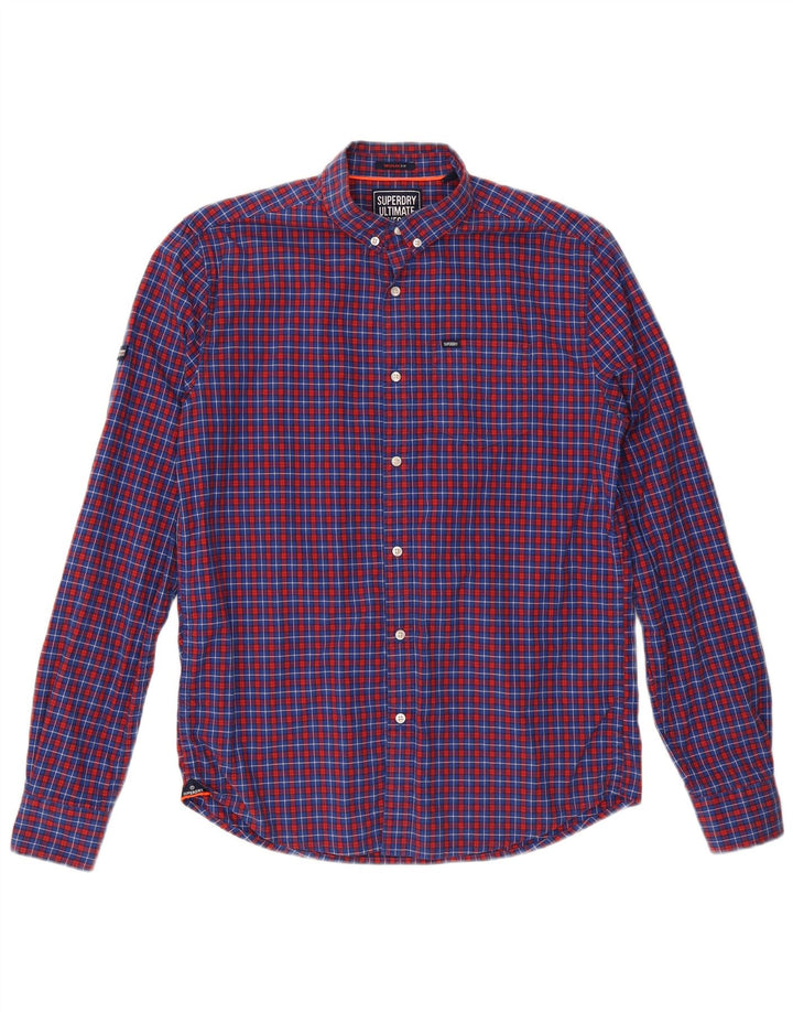 Camisa SUPERDRY Hombre Algodón a cuadros azul medio