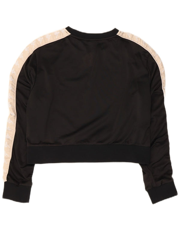 Kappa Mujer Crop Graphic Sudadera Jumper UK 44 Grande Negro Colorblock