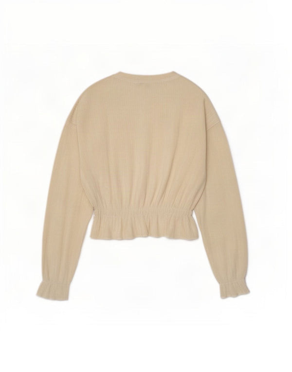 Zara Blusa De Pana De Manga Larga Extragrande para Mujer Top UK 10 Small Off White