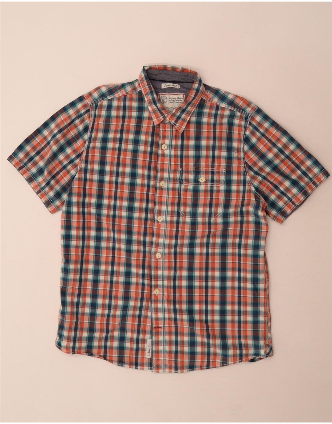Camisa de manga corta para hombre Fat Face de algodón con cuadros multicolores grandes