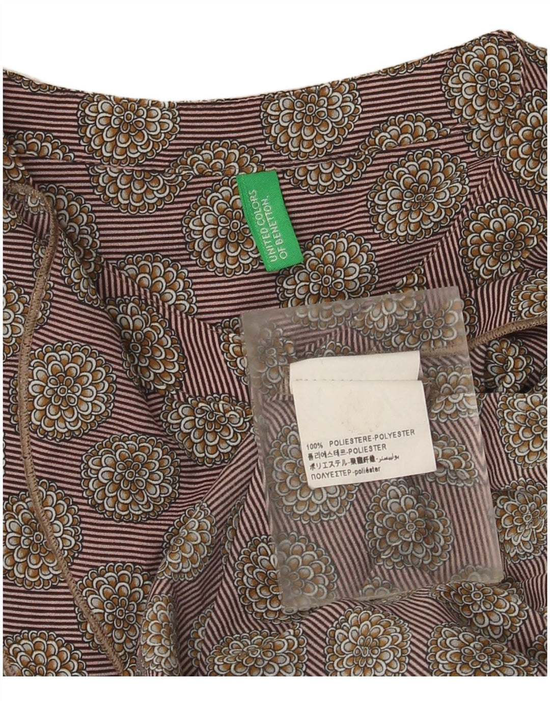 Benetton Blusa De Mujer Con Volantes En La Parte Delantera ES 44 Gris Medio Floral