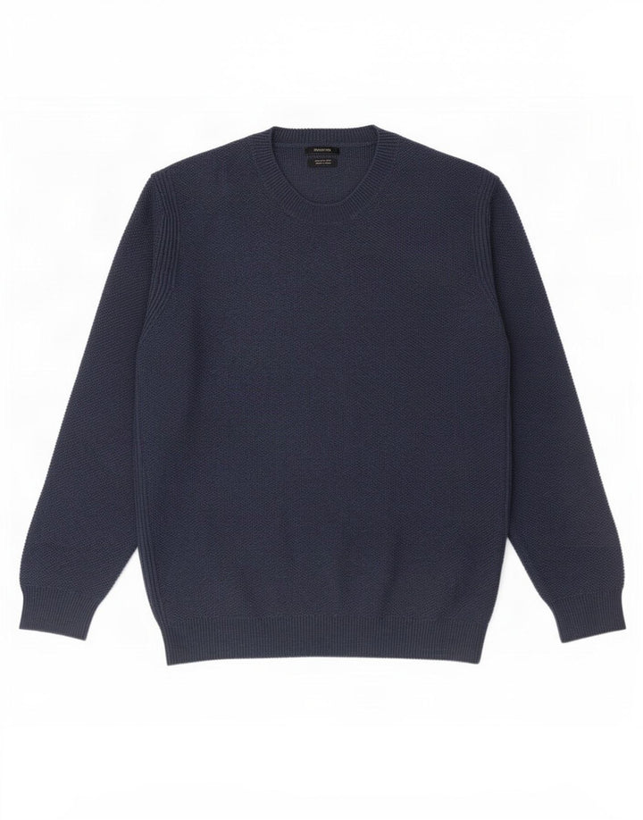 Massimo Dutti Jersey Cuello Redondo Hombre Large Lana Azul Marino
