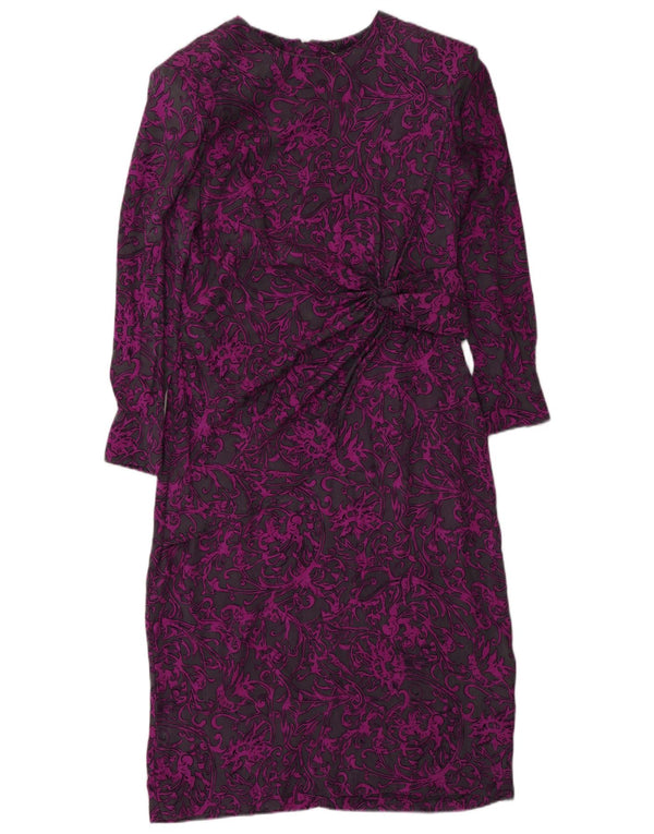 DONNA ENRICA Vestido recto de manga larga para mujer UK 46 Large Purple Paisley
