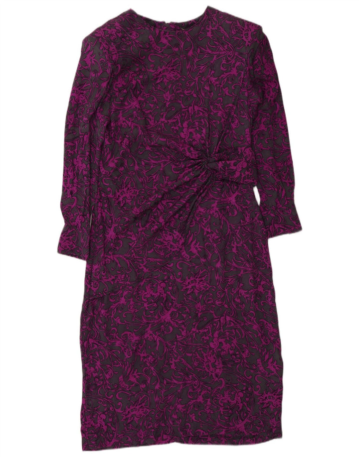 DONNA ENRICA Vestido recto de manga larga para mujer UK 46 Large Purple Paisley
