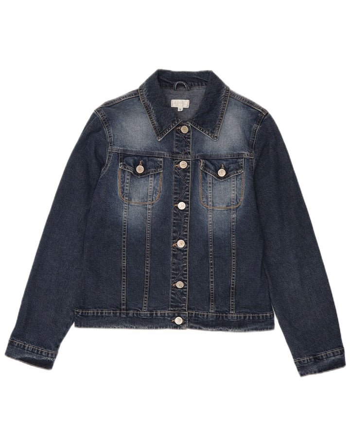 Vintage mujer chaqueta de mezclilla Reino Unido 10 pequeño algodón azul