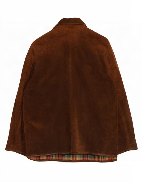 Thornton Bay Mens Suede Jacket UK 44 2XL Brown Leather