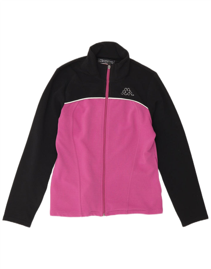 Kappa Mujer Chándal Top Chaqueta UK 40 Grande Púrpura Colorblock Poliéster
