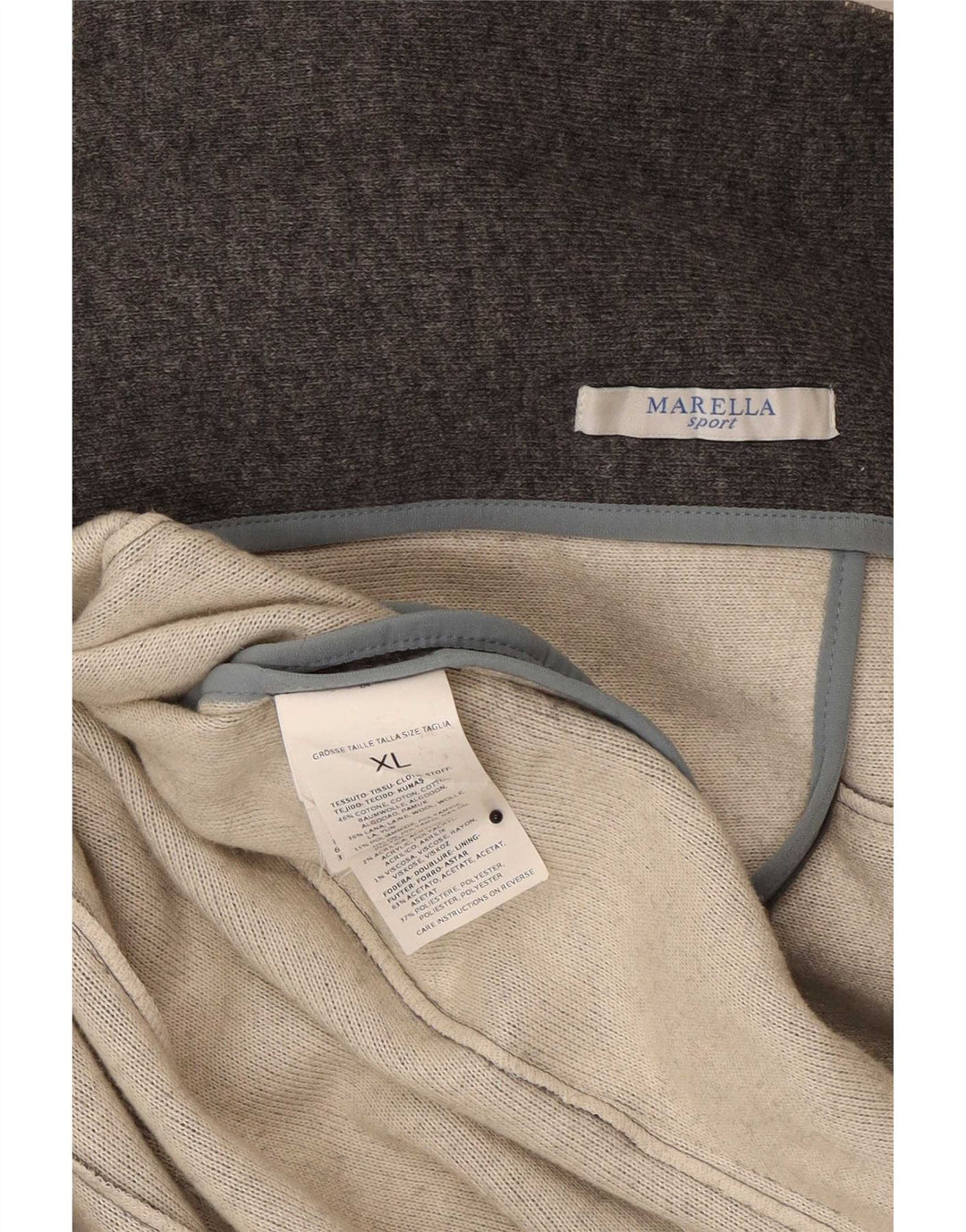 Marella Chaqueta Blazer de Punto con Doble Botonadura para Mujer UK 40 XL Lana Gris