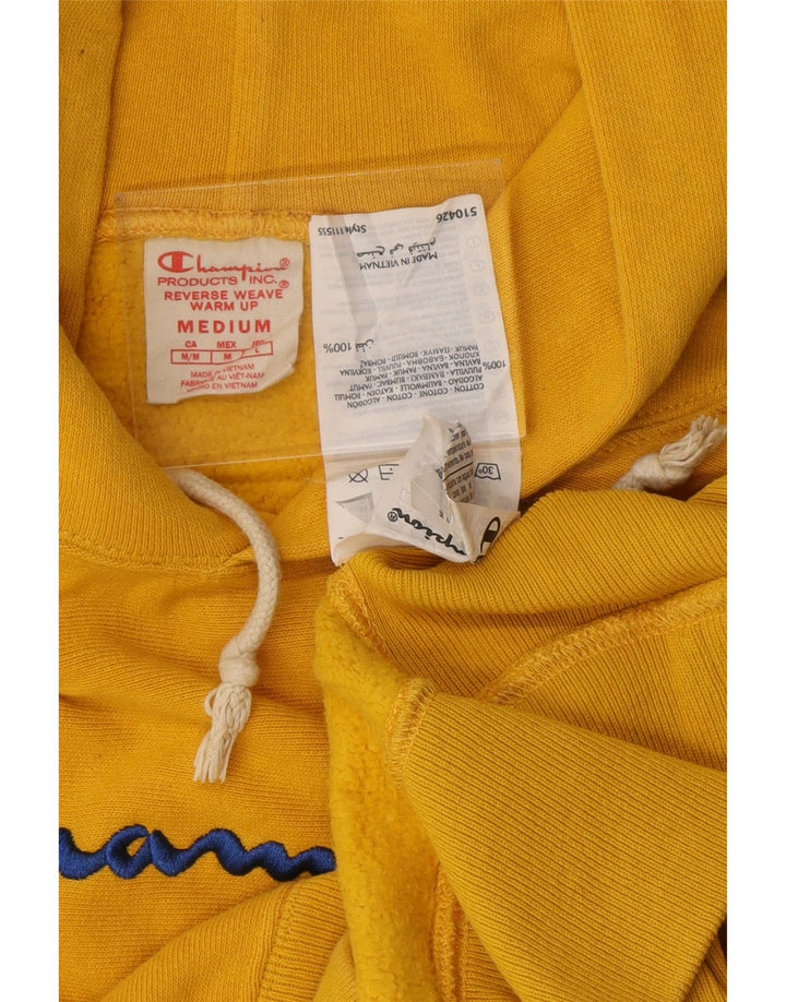 CHAMPION Jersey con capucha gráfico de tejido inverso para mujer UK 40 Amarillo medio